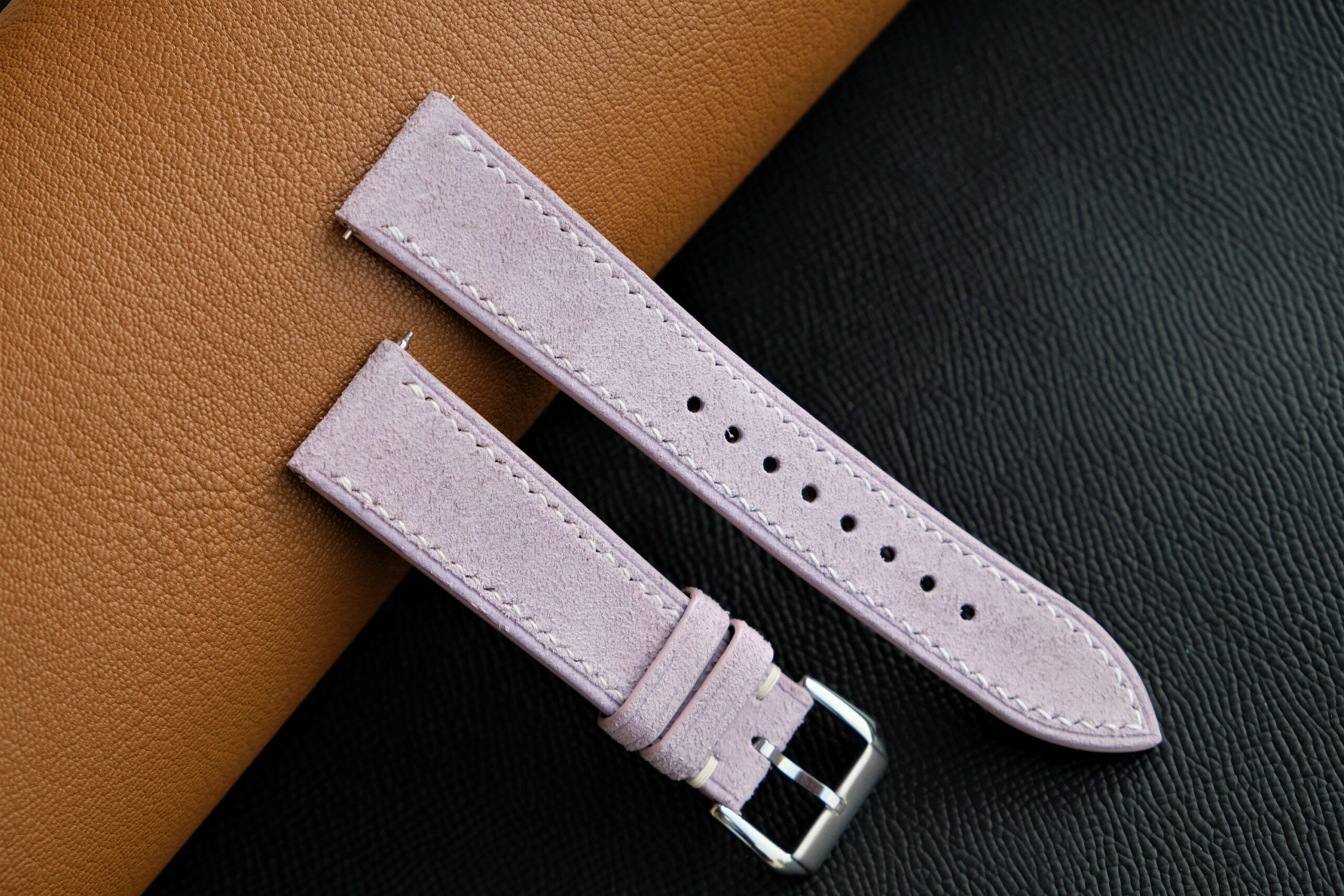 Suede Leather Watch Strap in Purple · Handmade in Saigon - Image 3