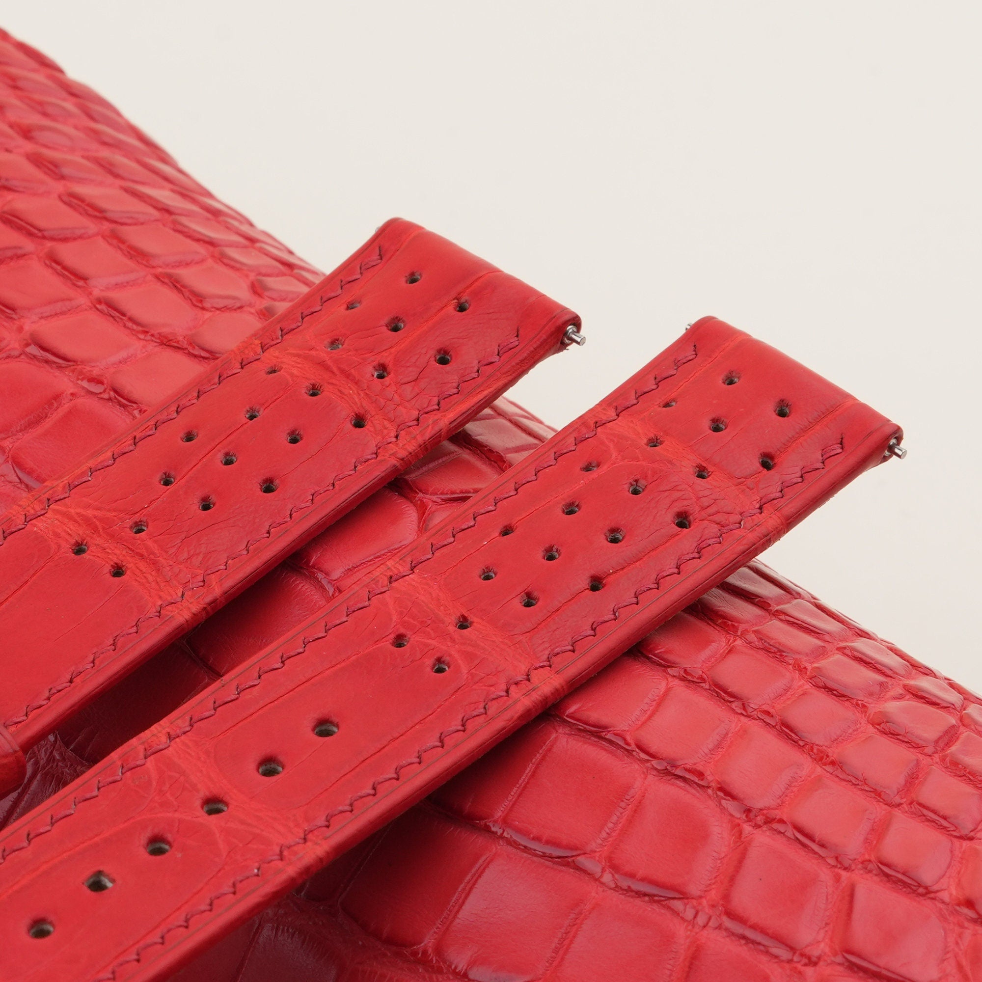 Alligator Leather Watch Strap in Red · Rally · Handmade in Saigon - Image 3