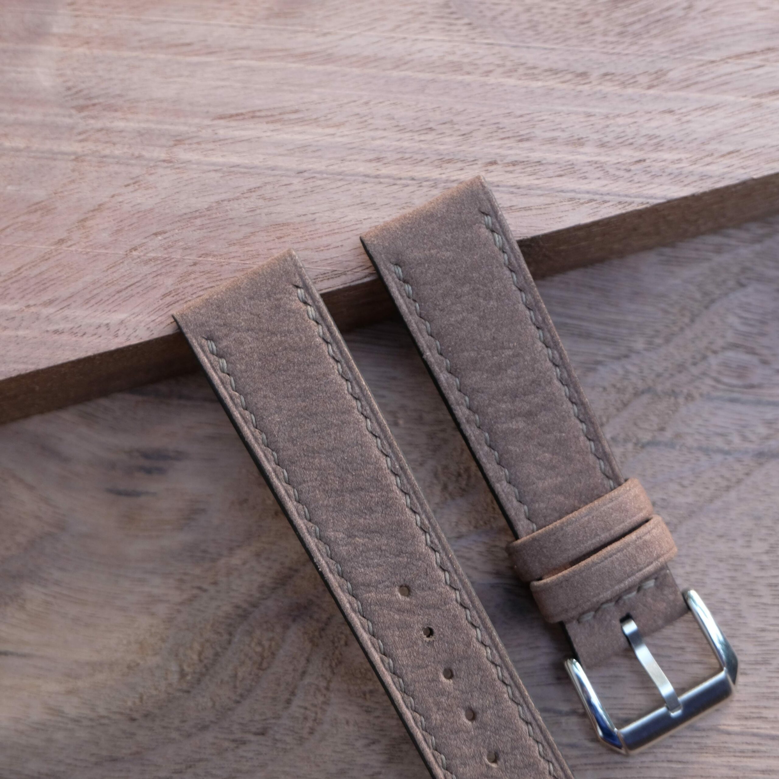 Nubuck Leather Watch Strap in Taupe · Handmade in Saigon - Image 3