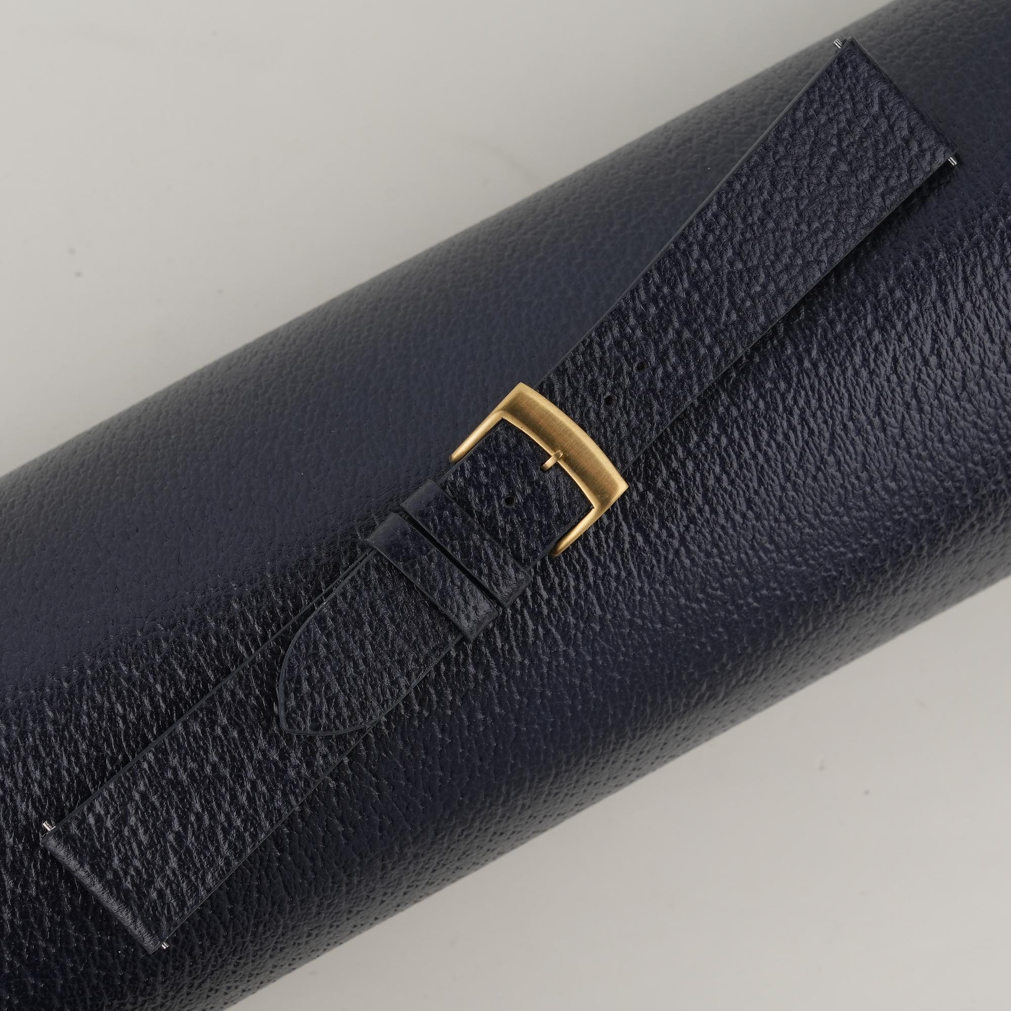 Peccary Leather Watch Strap in Navy · Handmade in Saigon - Image 3