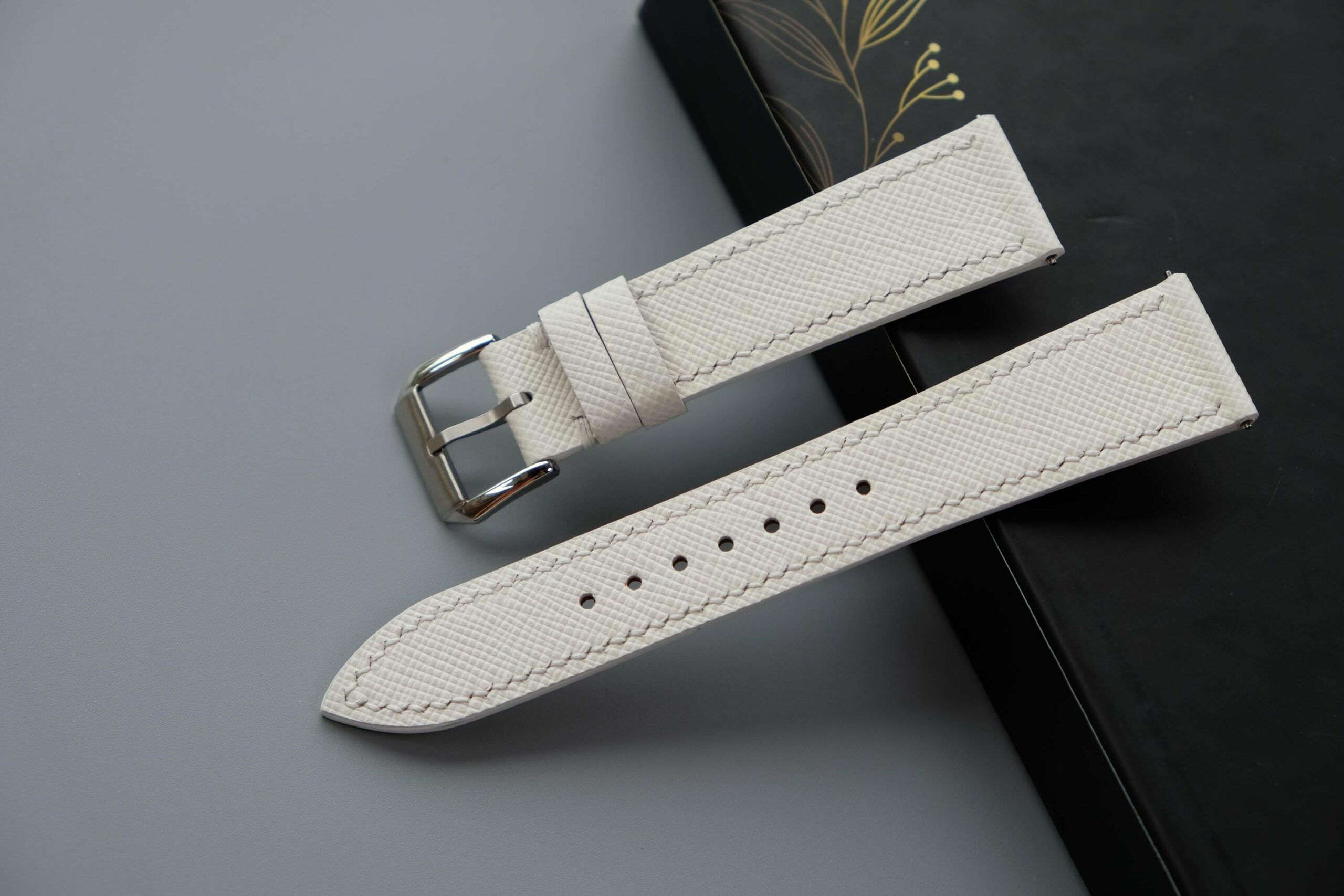 Saffiano Leather Watch Strap in White · Handmade in Saigon - Image 3