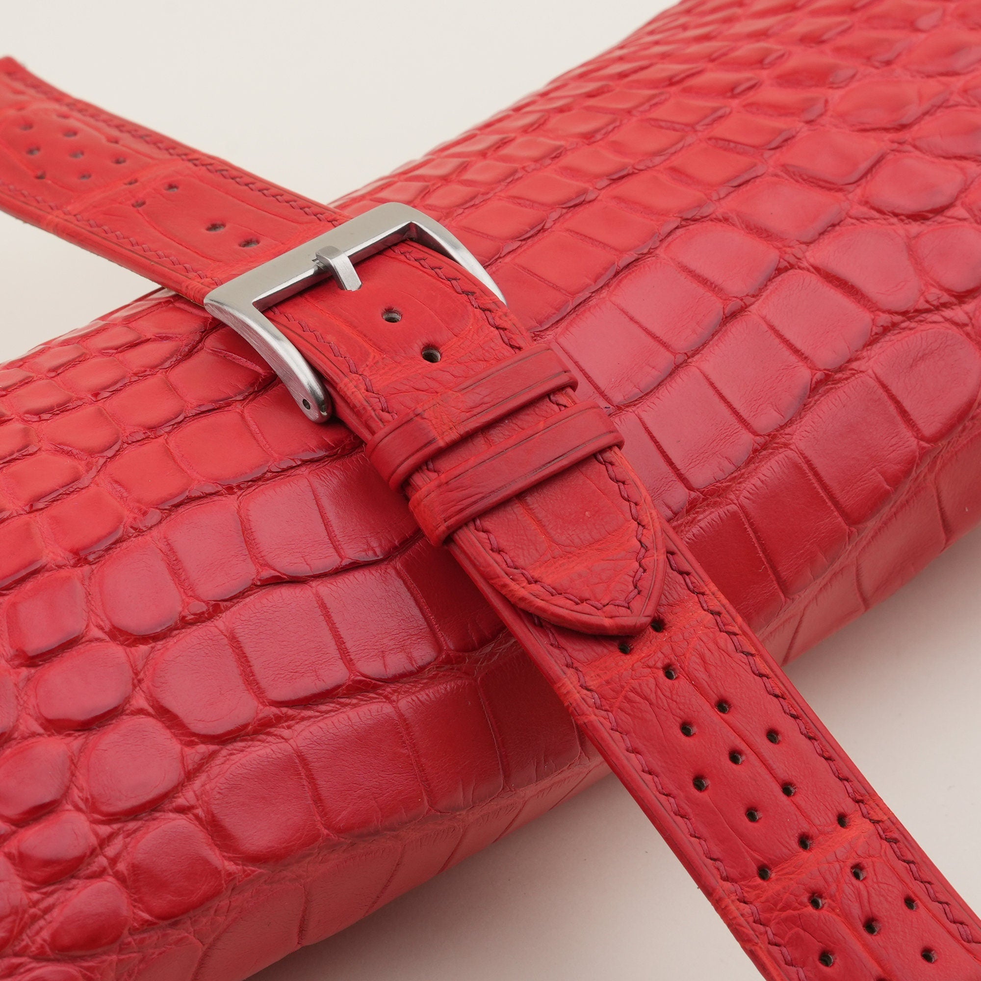 Alligator Leather Watch Strap in Red · Rally · Handmade in Saigon - Image 4