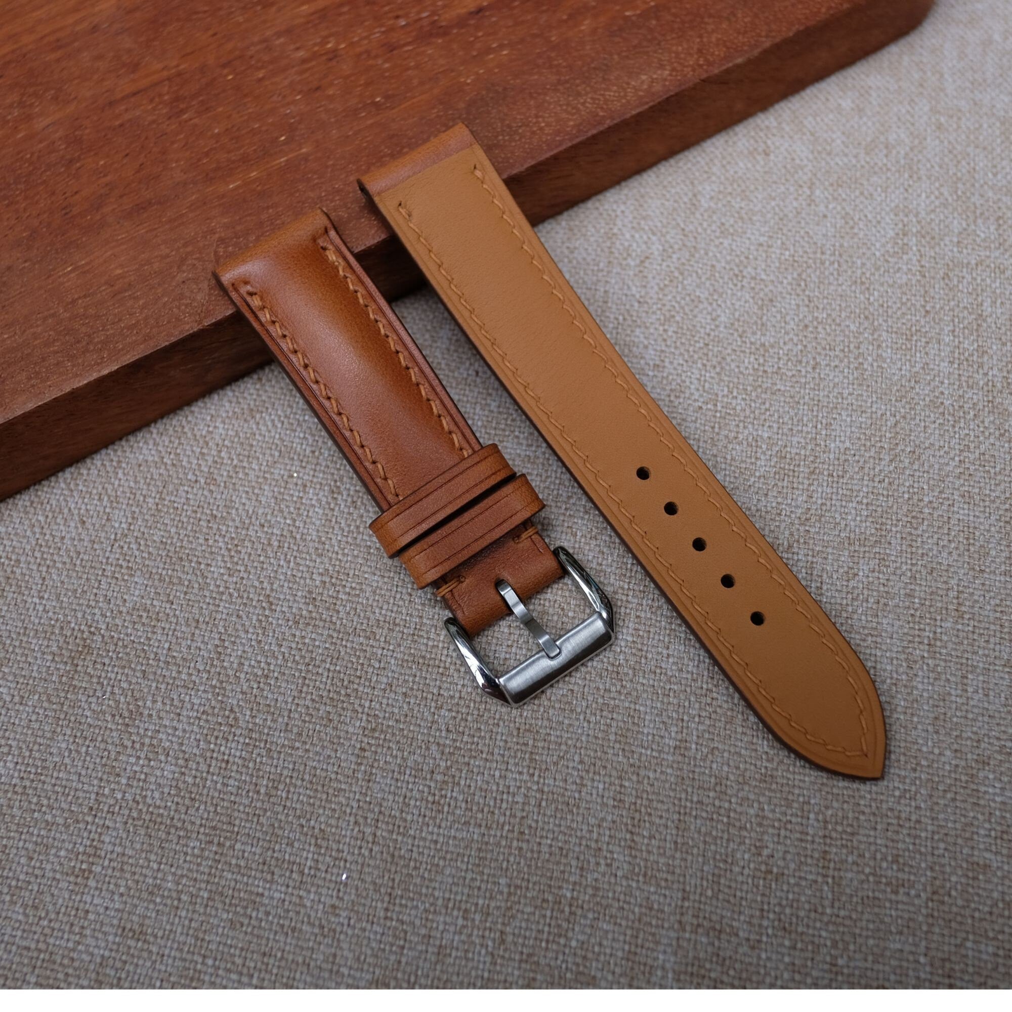 Vachetta Leather Watch Strap in Brown · Handmade in Saigon - Image 4