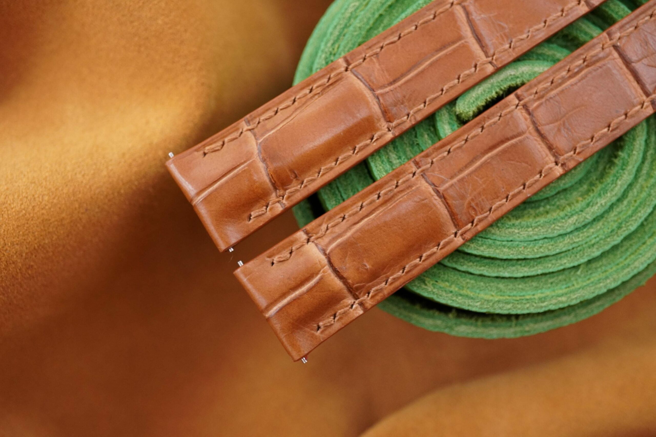 Alligator Leather Watch Strap in Honey Brown · Handmade in Saigon - Image 4