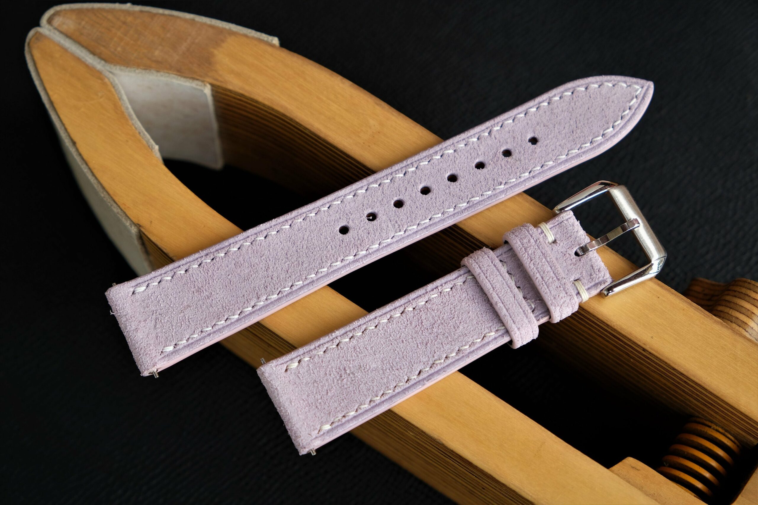 Suede Leather Watch Strap in Purple · Handmade in Saigon - Image 4