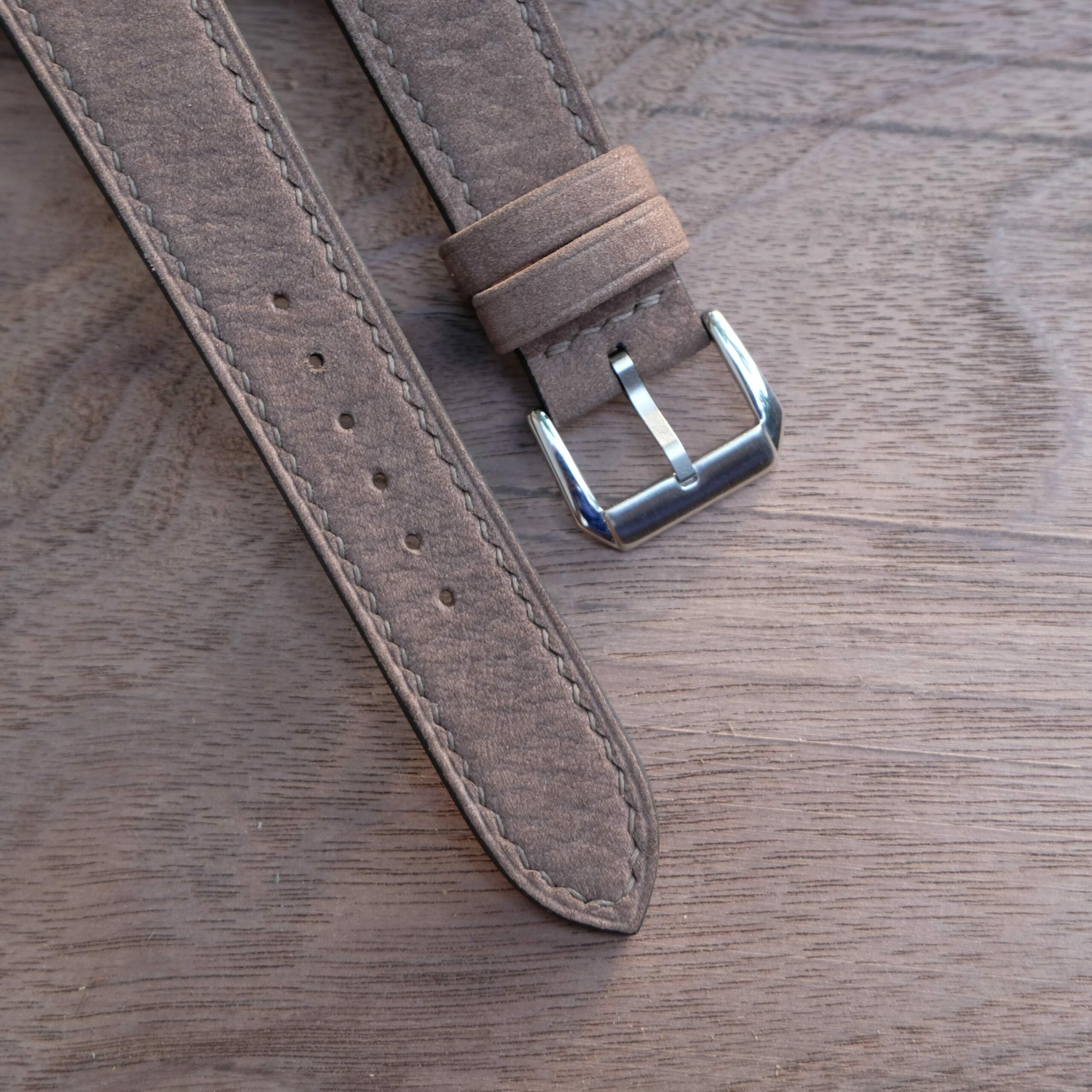 Nubuck Leather Watch Strap in Taupe · Handmade in Saigon - Image 4