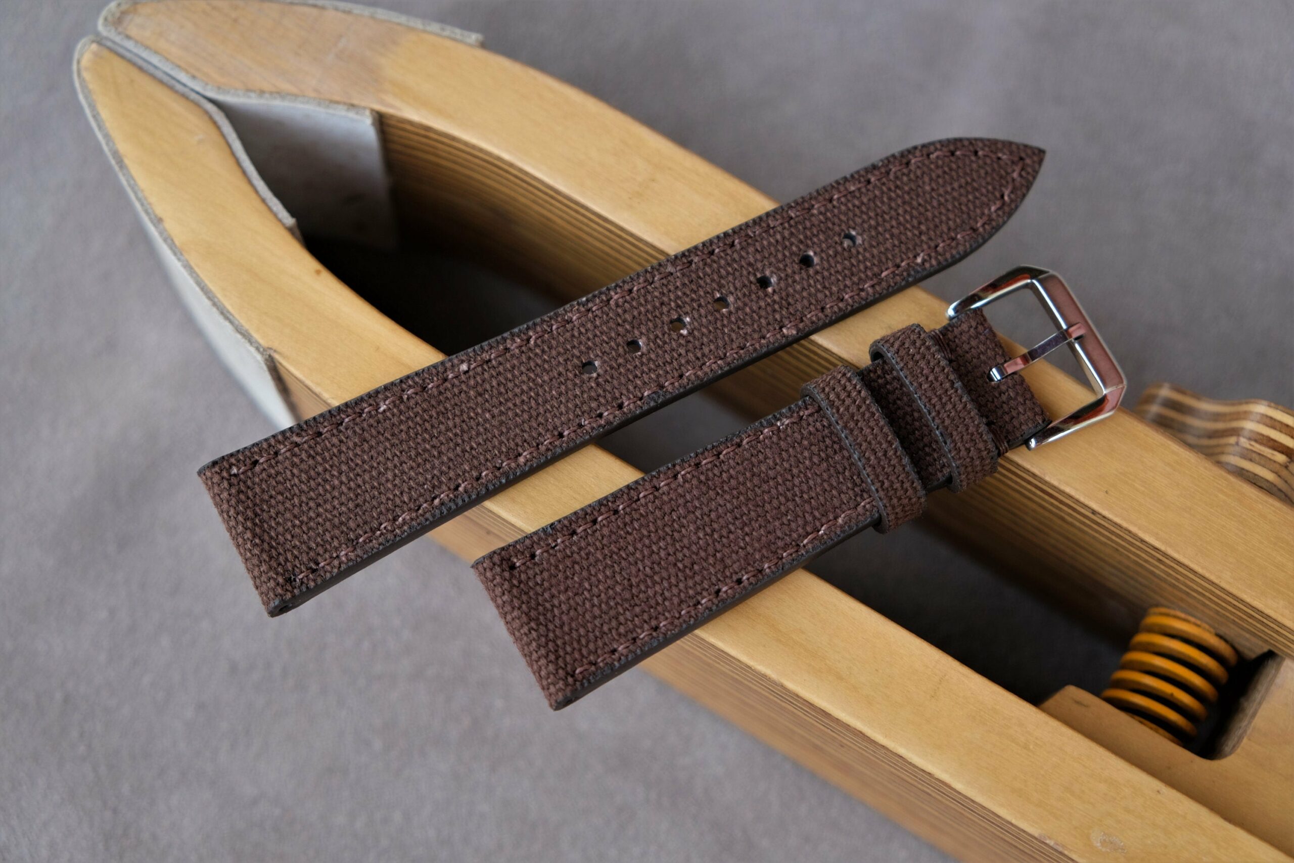 Canvas Watch Strap in Chocolate Brown · Handmade in Saigon - Image 4