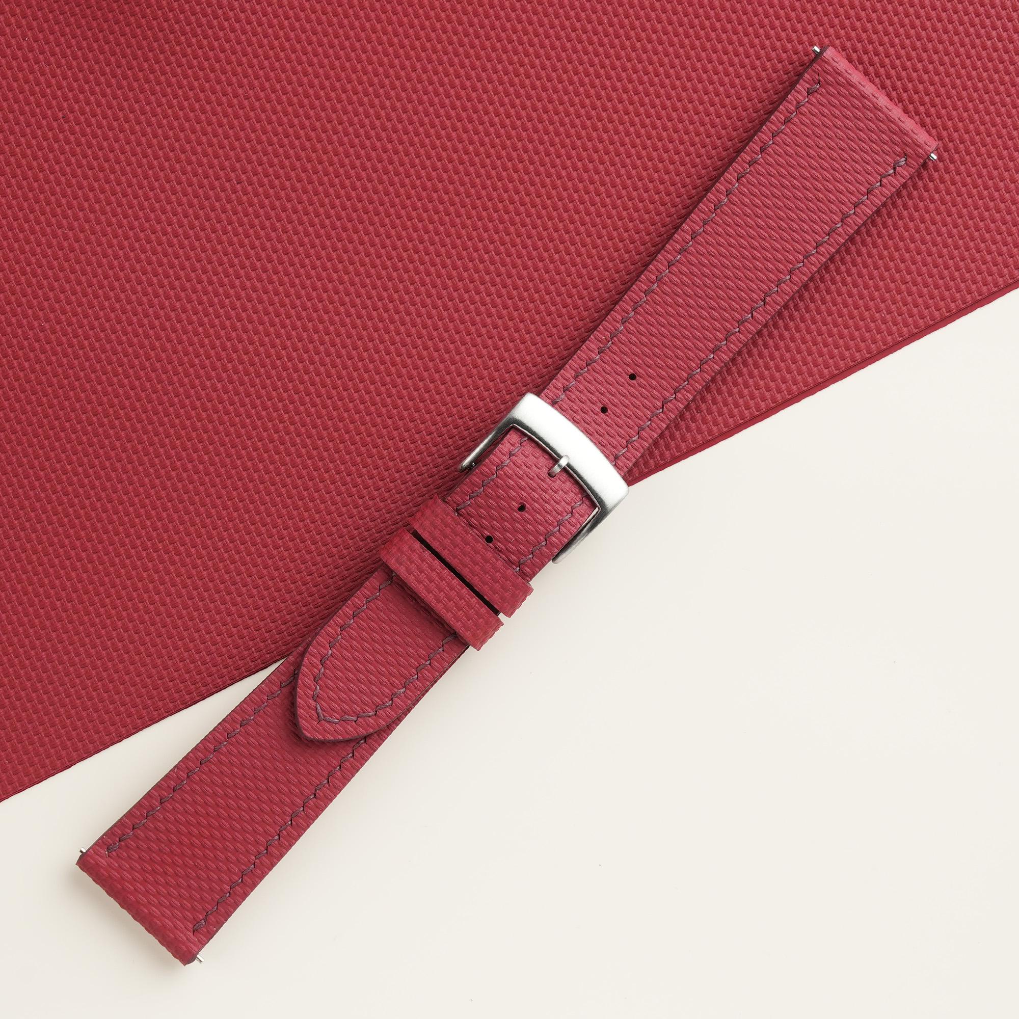 Sailcloth Rubber Watch Strap in Bordeaux · Handmade in Saigon - Image 4