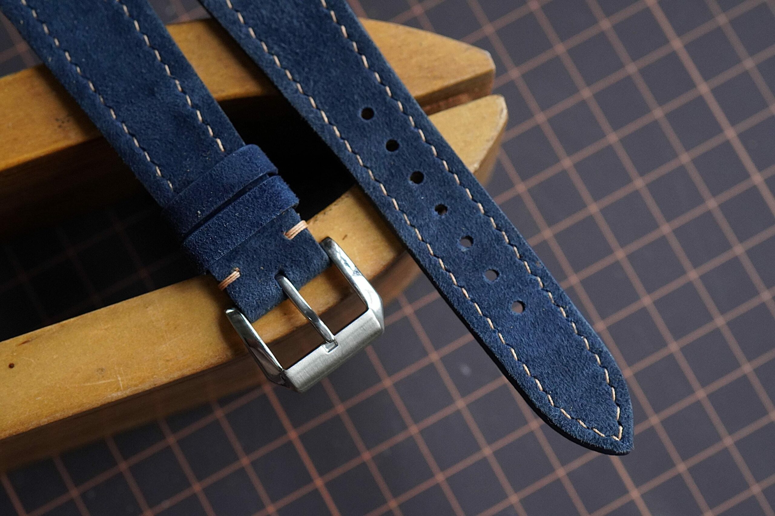 Suede Leather Watch Strap in Navy · Handmade in Saigon - Image 4
