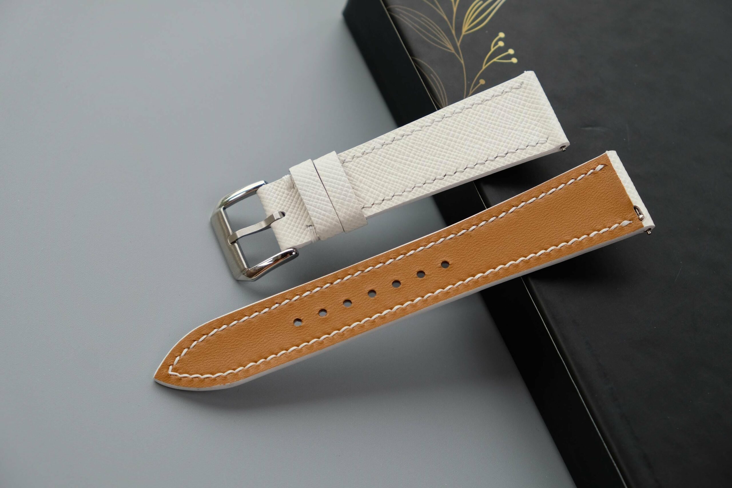 Saffiano Leather Watch Strap in White · Handmade in Saigon - Image 4