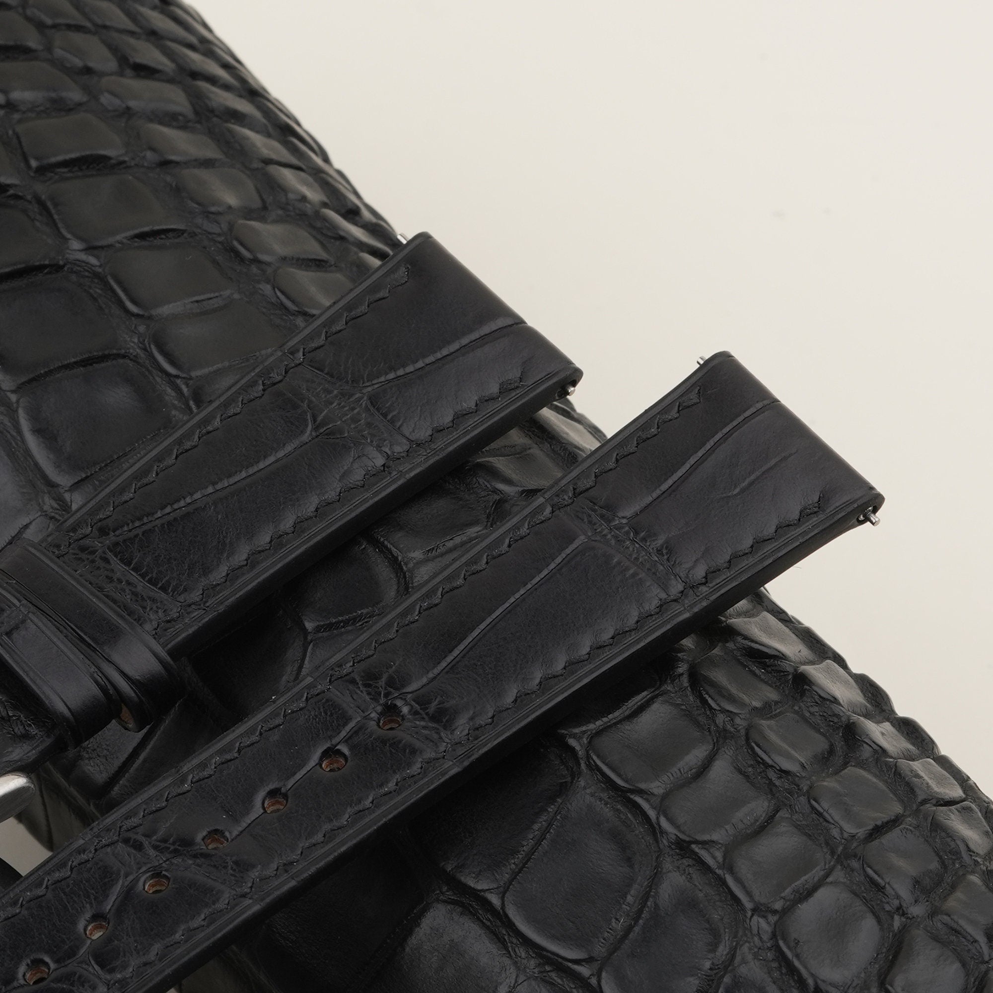 Alligator Leather Watch Strap in Black · Handmade in Saigon - Image 4