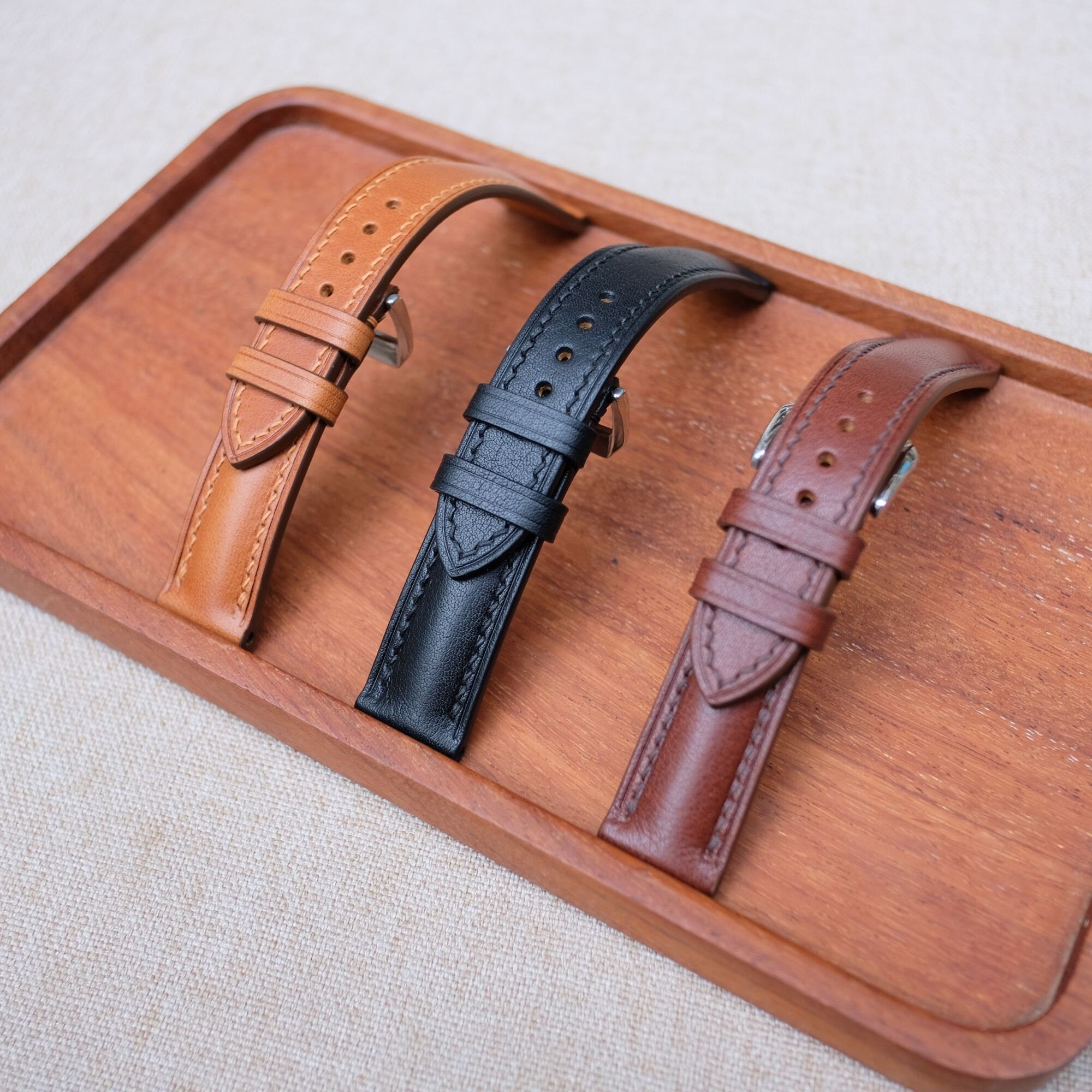 Vachetta Leather Watch Strap in Brown · Handmade in Saigon - Image 5