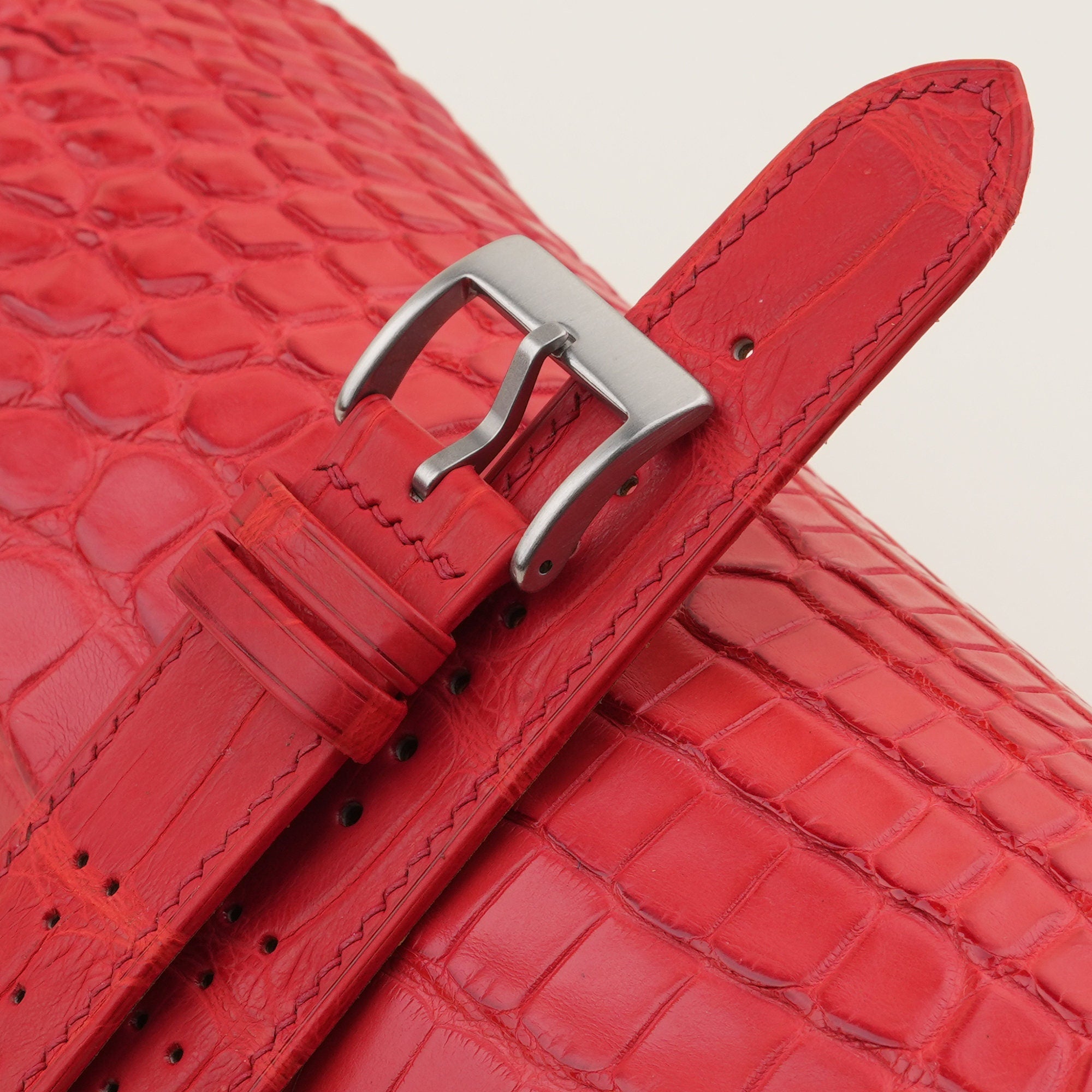 Alligator Leather Watch Strap in Red · Rally · Handmade in Saigon - Image 5