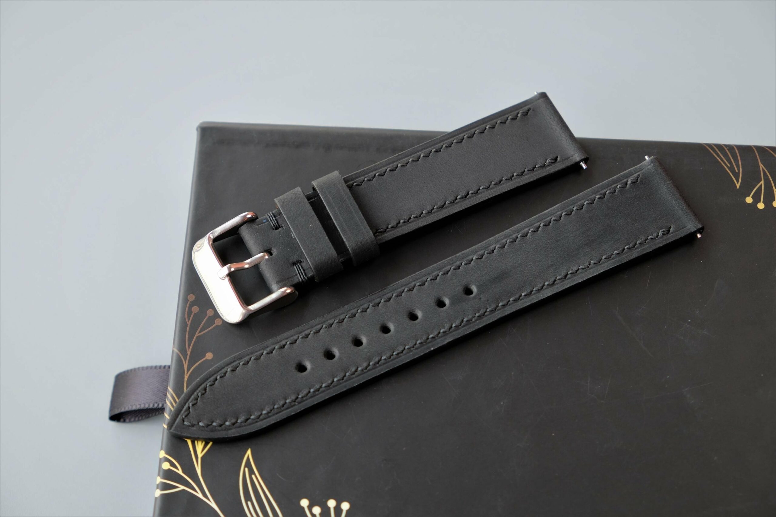 Waxed Leather Watch Strap in Black · Handmade in Saigon - Image 5