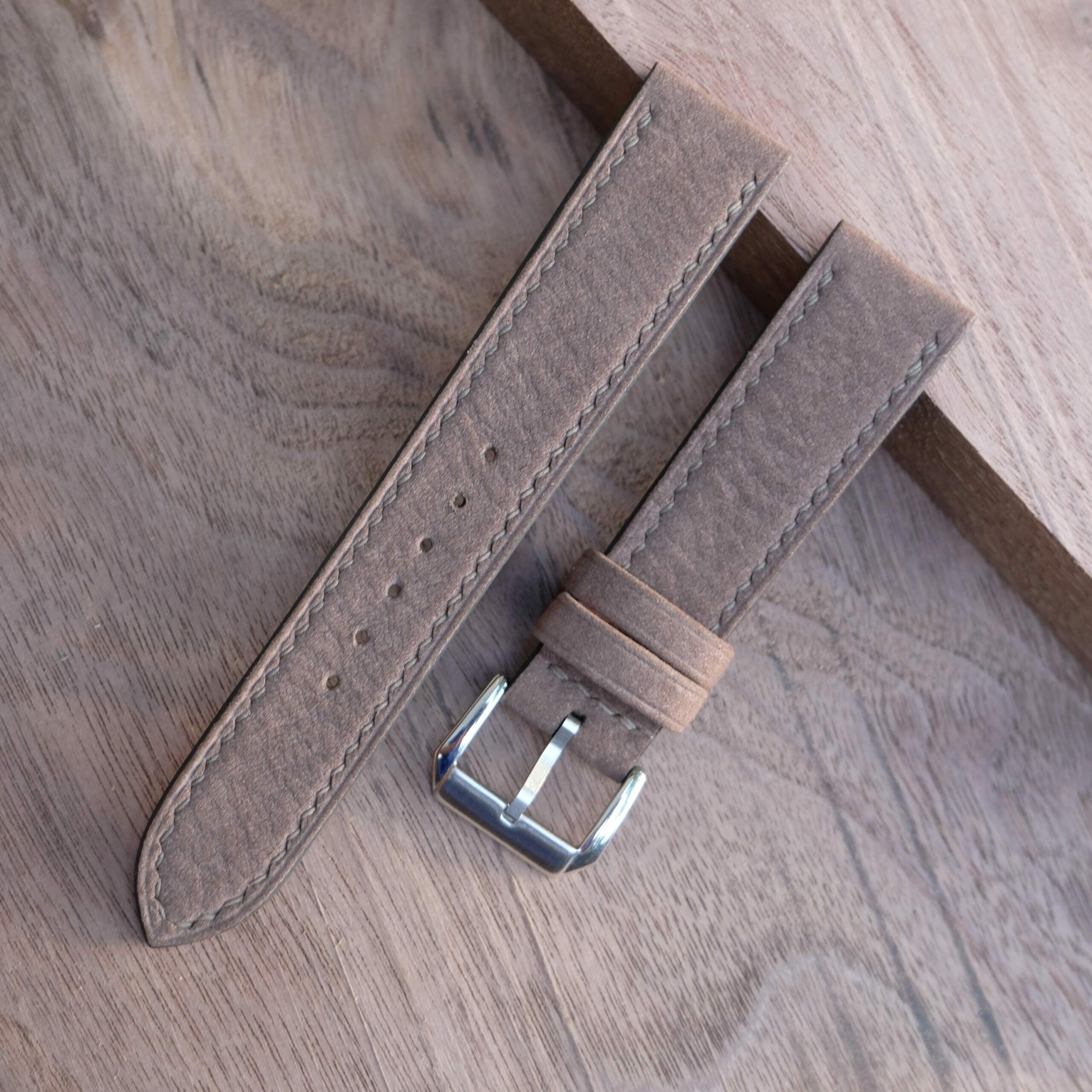 Nubuck Leather Watch Strap in Taupe · Handmade in Saigon - Image 5