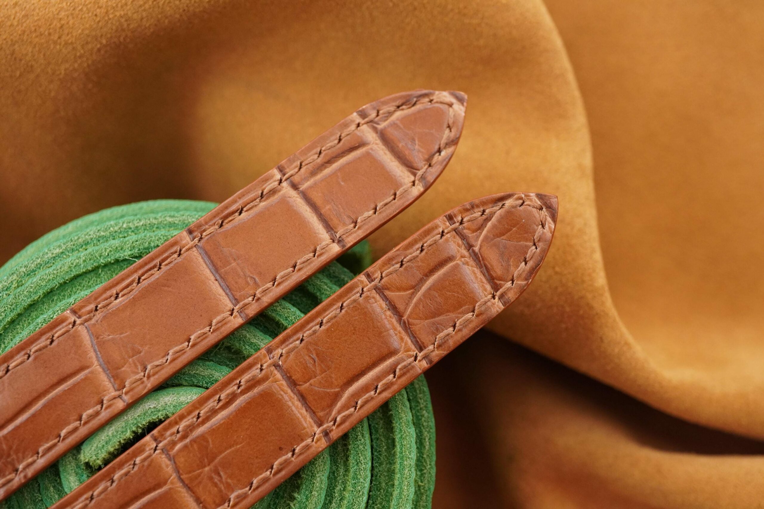 Alligator Leather Watch Strap in Honey Brown · Handmade in Saigon - Image 5