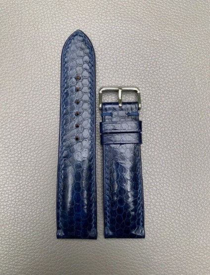 Python Leather Watch Strap in Navy Blue · Handmade in Saigon - Image 5