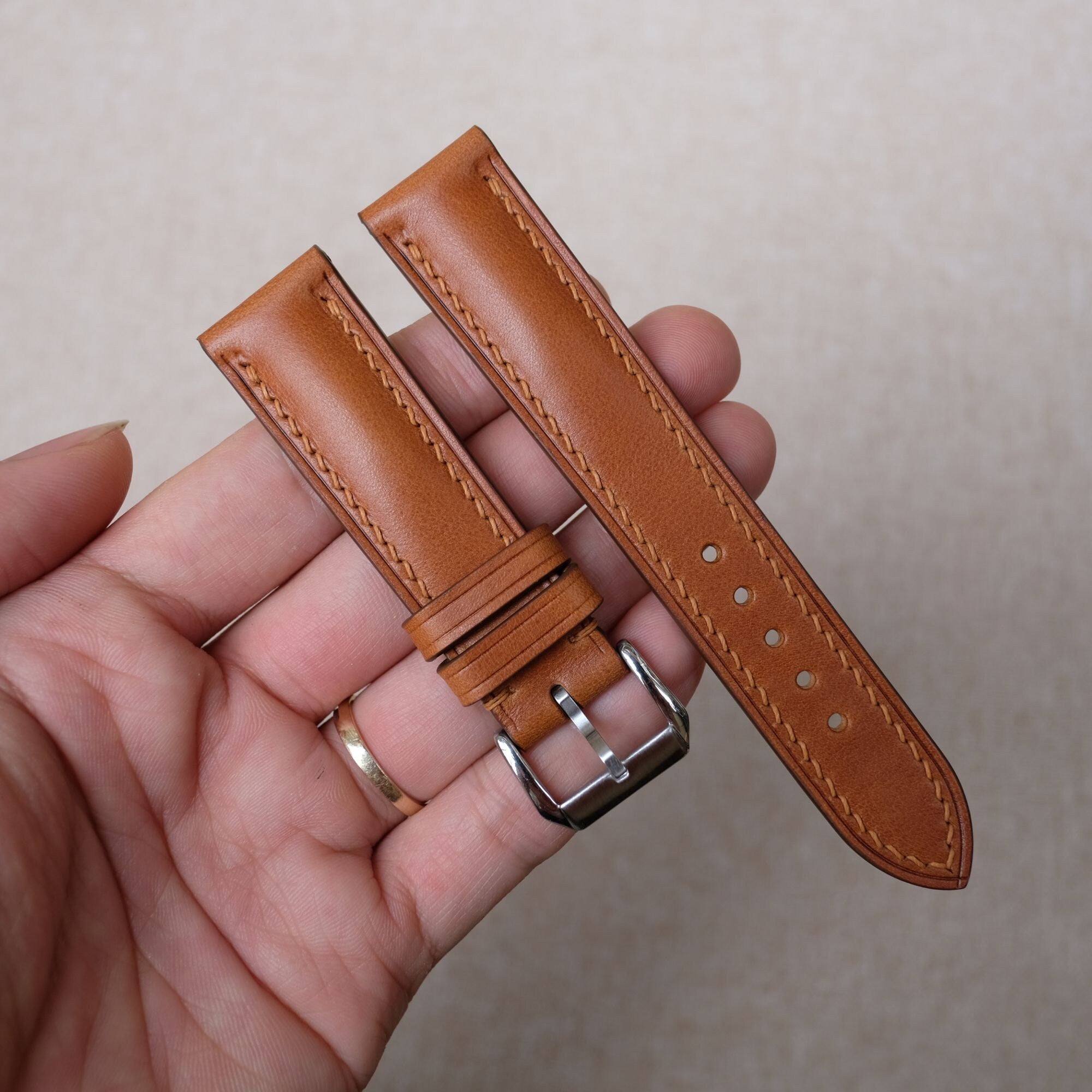 Vachetta Leather Watch Strap in Brown · Handmade in Saigon - Image 6