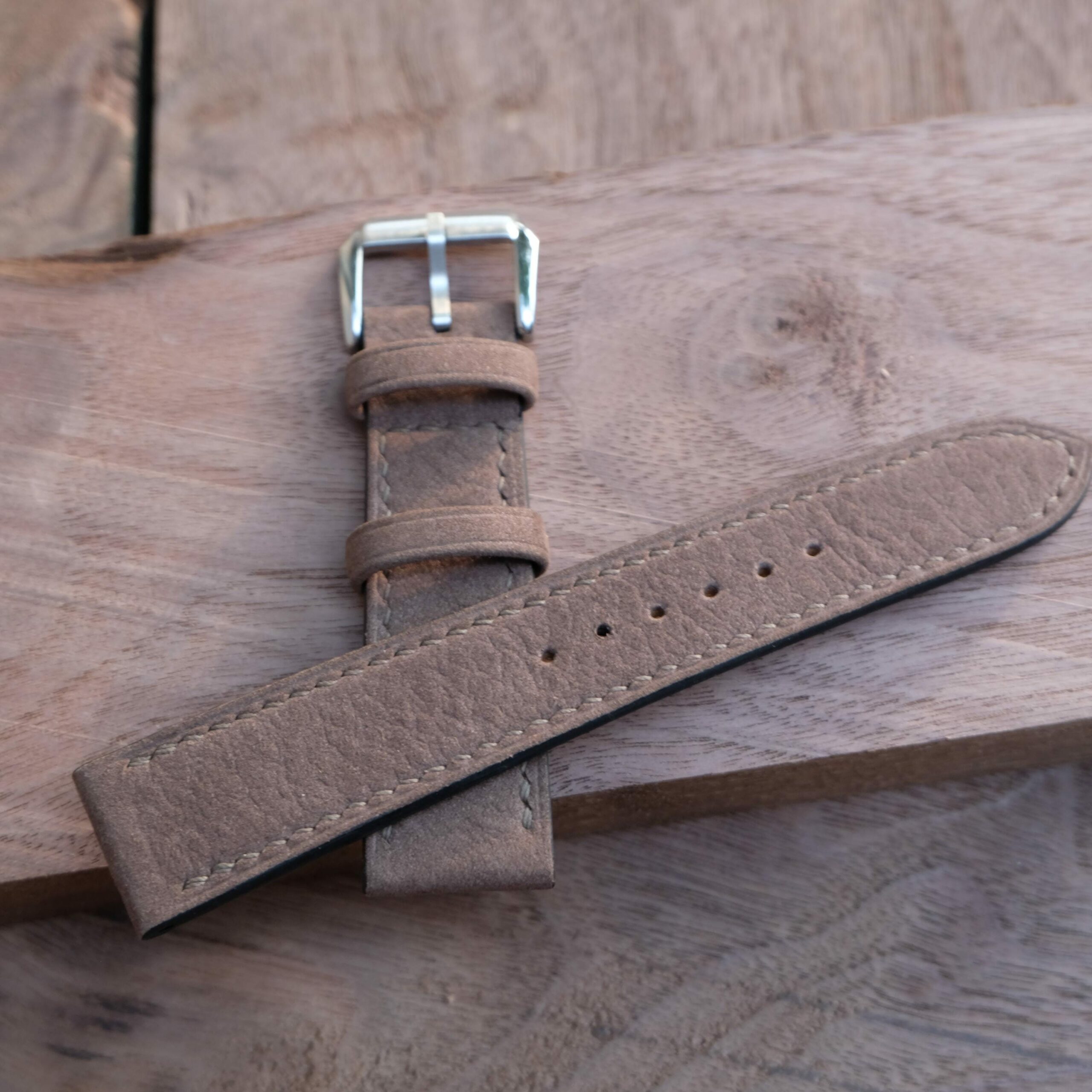 Nubuck Leather Watch Strap in Taupe · Handmade in Saigon - Image 6