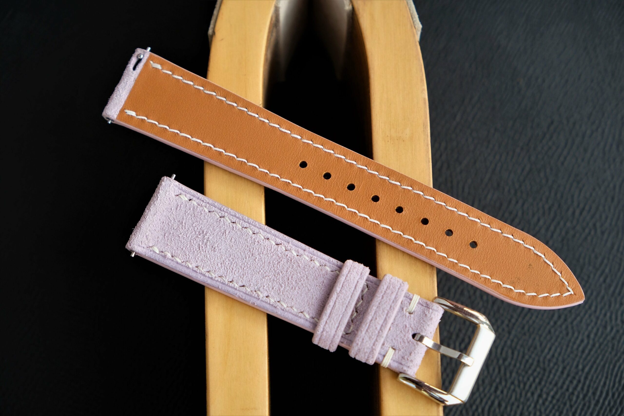 Suede Leather Watch Strap in Purple · Handmade in Saigon - Image 6