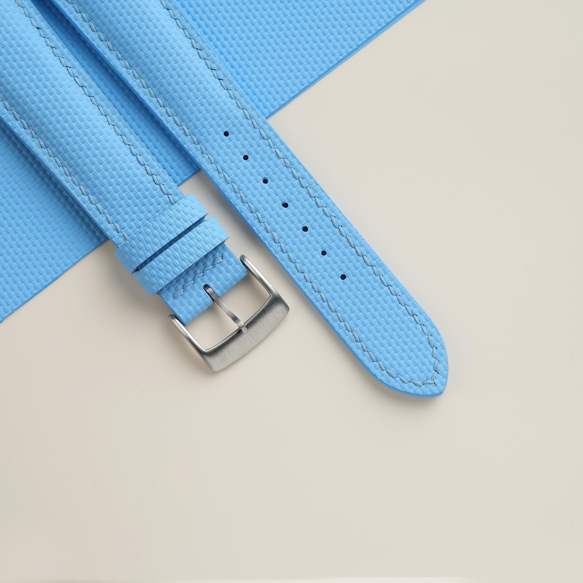 Sailcloth Rubber Watch Strap in Miami Blue · Padded · Handmade in Saigon - Image 6