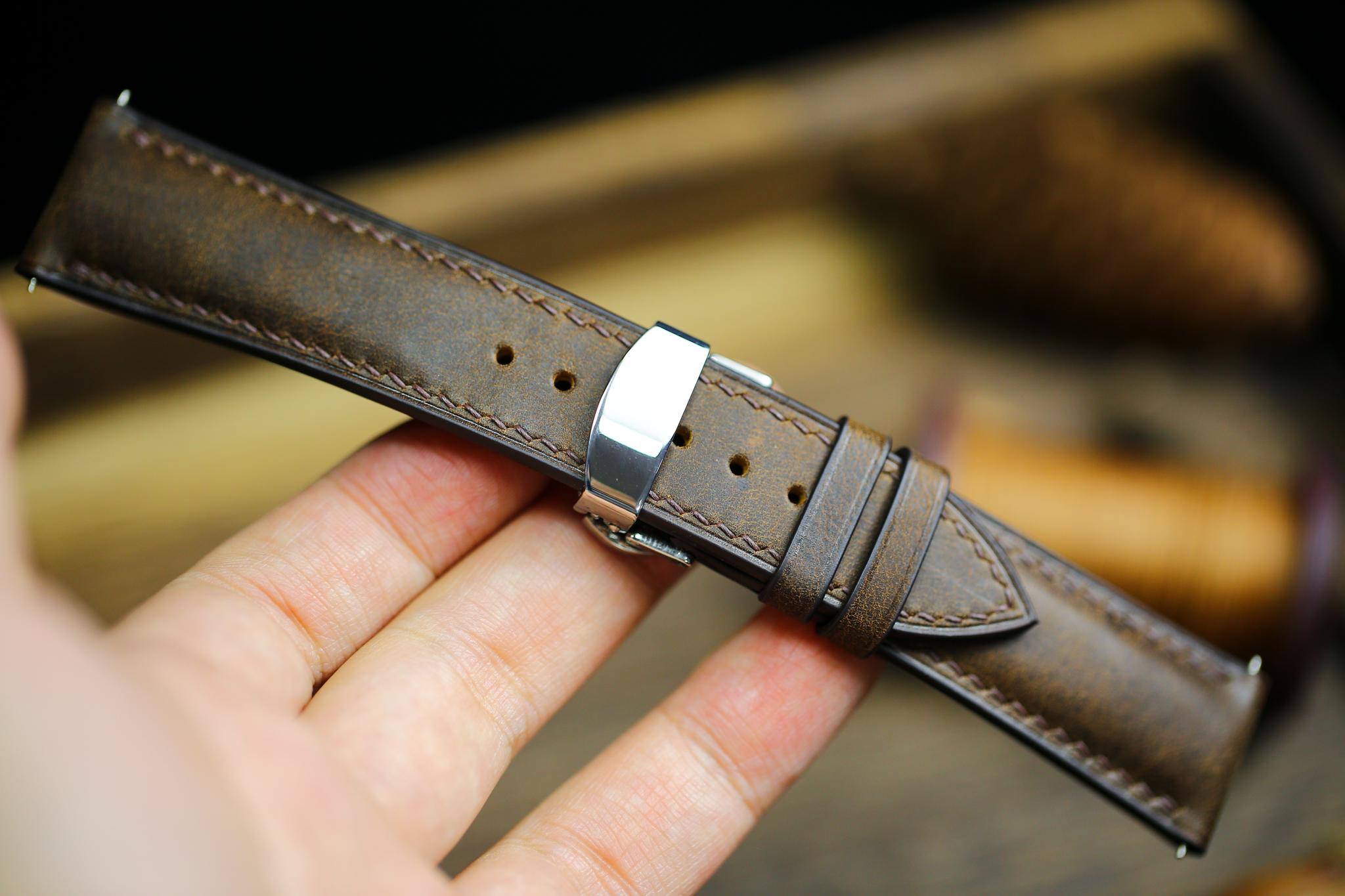 Maya Leather Watch Strap in Waxy Brown · Butterfly Clasp · Handmade in Saigon - Image 5