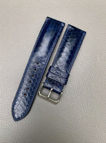 Python Leather Watch Strap in Navy Blue · Handmade in Saigon - Image 6