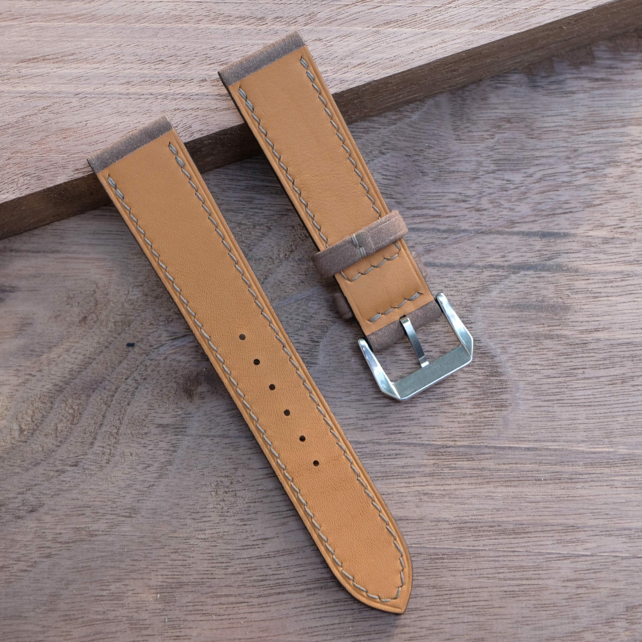 Nubuck Leather Watch Strap in Taupe · Handmade in Saigon - Image 7