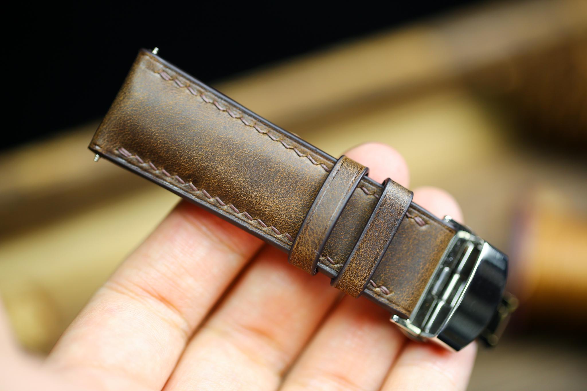 Maya Leather Watch Strap in Waxy Brown · Butterfly Clasp · Handmade in Saigon - Image 6
