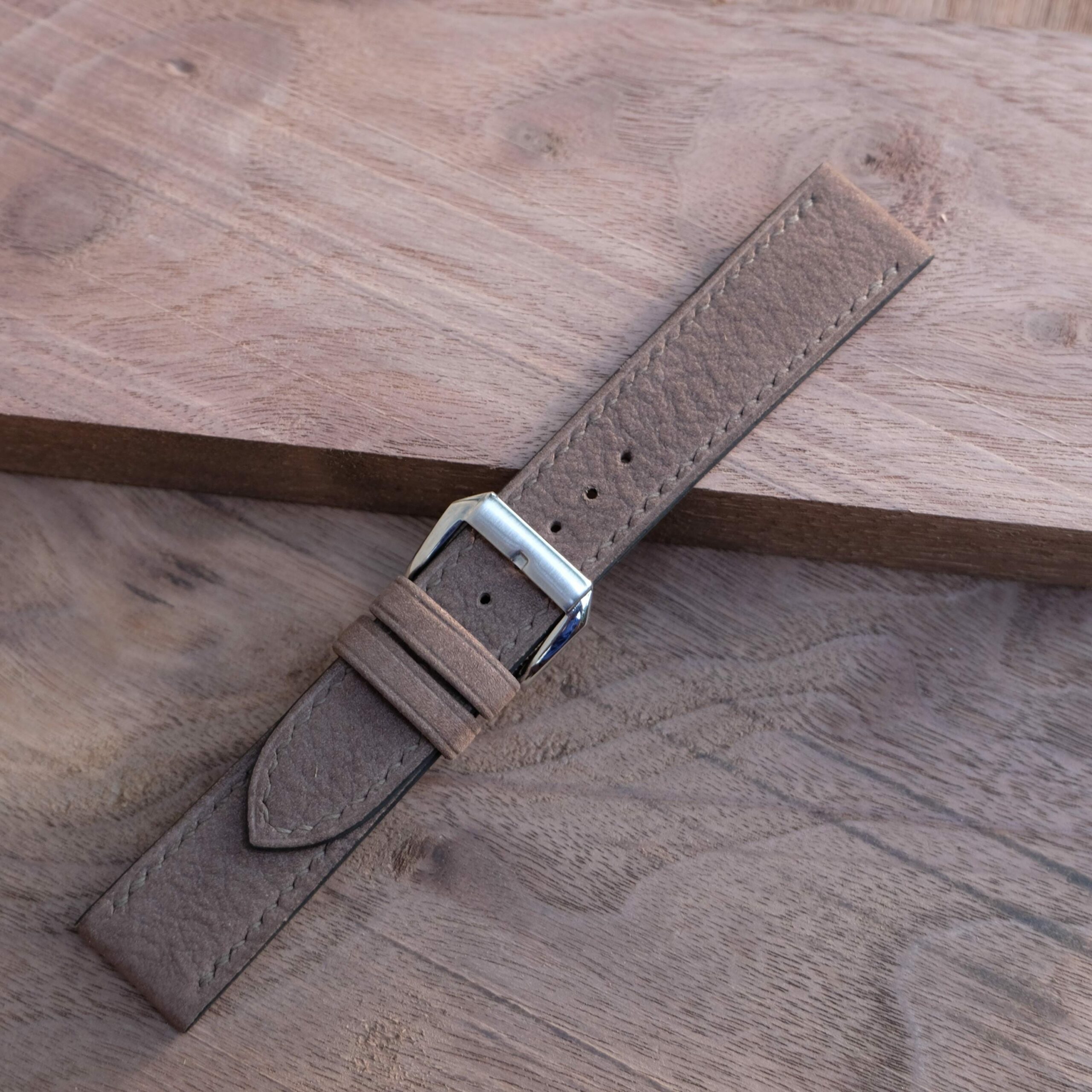 Nubuck Leather Watch Strap in Taupe · Handmade in Saigon - Image 8