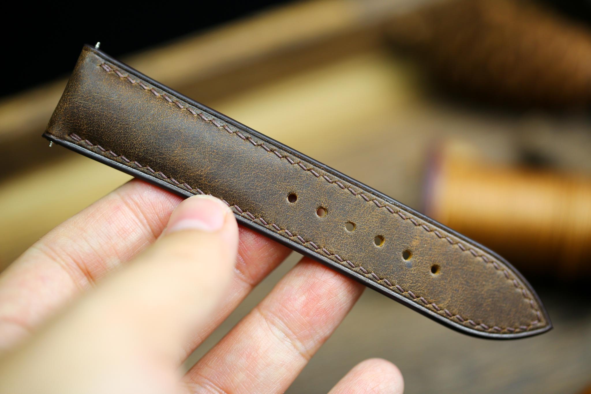 Maya Leather Watch Strap in Waxy Brown · Butterfly Clasp · Handmade in Saigon - Image 7