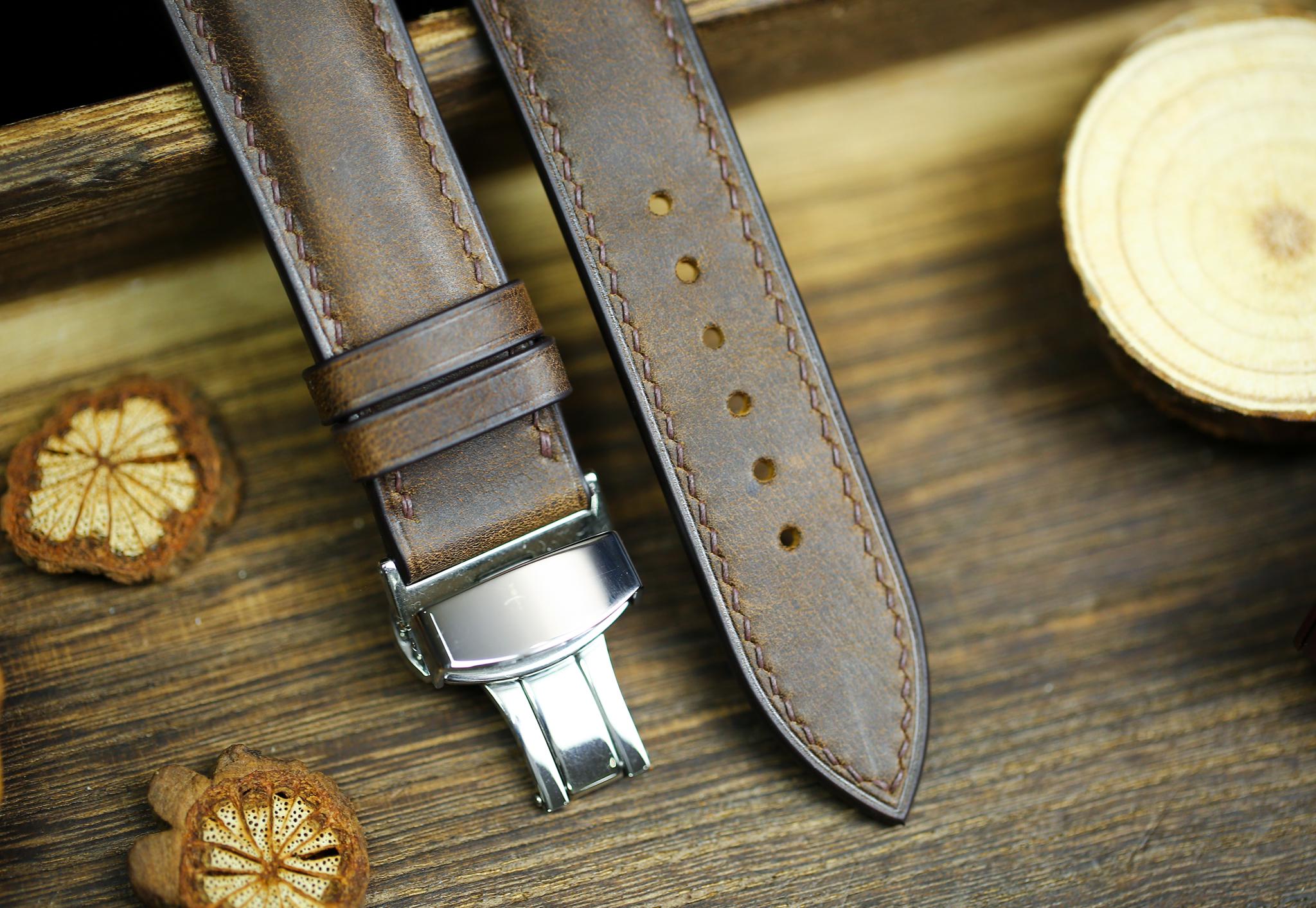 Maya Leather Watch Strap in Waxy Brown · Butterfly Clasp · Handmade in Saigon - Image 8