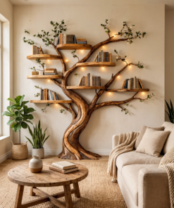 Tree Branch Floating Bookshelf Wall Display for Living Room