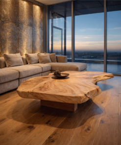 Solid Wood Slab Coffee Table with Organic Freeform Edge