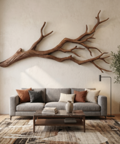 Natural Tree Root Wall Sculpture with Flowing Organic Form