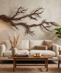 Twisted Tree Root Solid Wood Wall Sculpture, Organic Modern