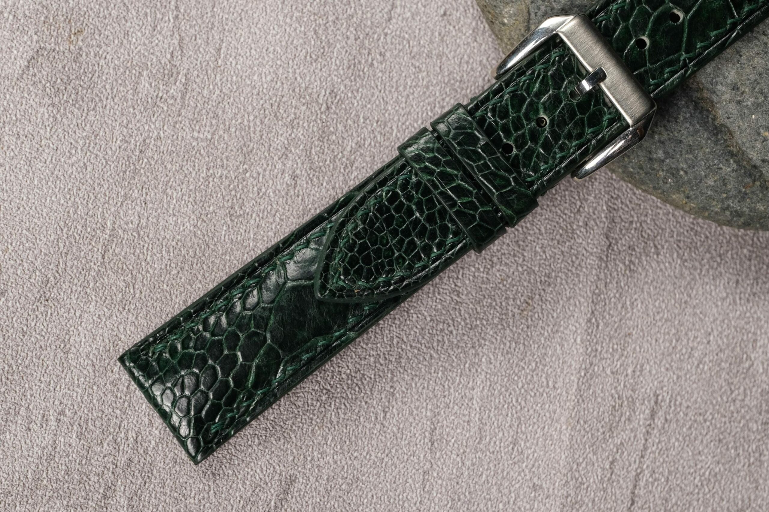 Ostrich Leather Watch Strap in Dark Green · Handmade in Saigon - Image 7