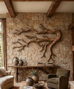 Driftwood Root Sculptural Wall Art in Solid Natural Wood