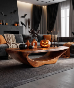 Farmhouse Live Edge Solid Wood Coffee Table with Clean Lines