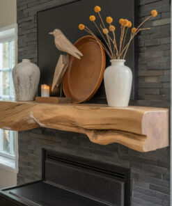 Live Edge Solid Wood Mantel Shelf for Fireplace or Entryway