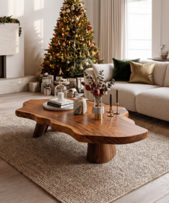 Live Edge Driftwood Coffee Table with Mid-Century Rustic Style