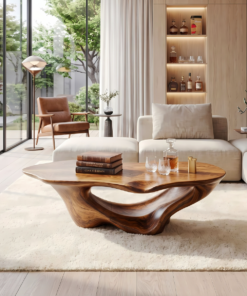 Farmhouse Solid Wood Coffee Table with Weathered Vintage Finish