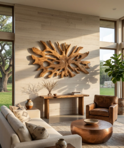 Oversized Root-Form Solid Wood Wall Art for Living Room