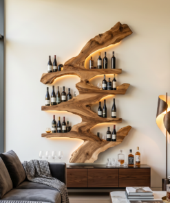 Handcrafted Wood Wine Bottle Rack Stand for Kitchen