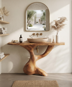 Handcrafted Solid Wood Bathroom Vanity with Minimalist Lines