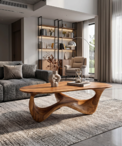 Rustic Solid Wood Coffee Table with Spacious Tabletop
