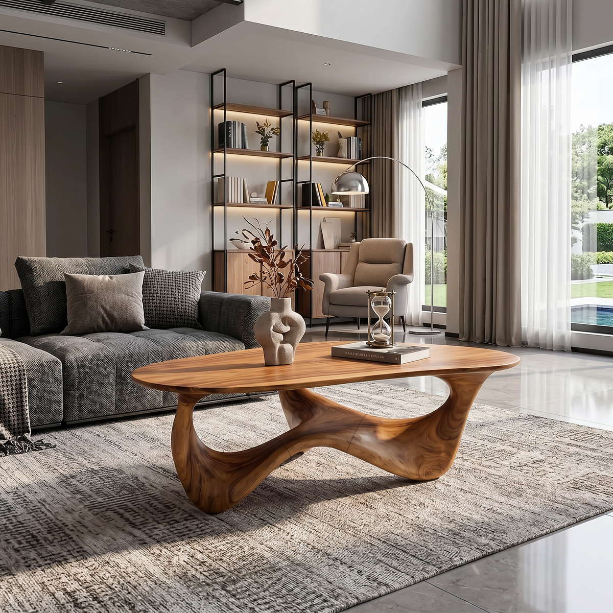 Rustic Solid Wood Coffee Table with Spacious Tabletop