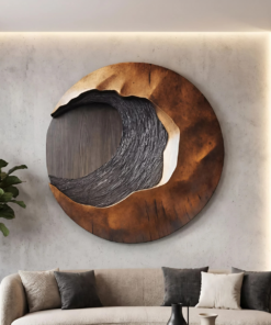 Hand-Carved 3D Solid Hardwood Wall Art with Wave Contours
