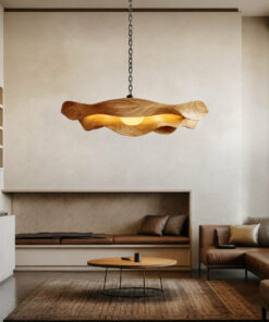Modern Sculptural Solid Wood Pendant Light with Flowing Contours