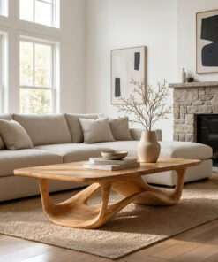 Sculptural Solid Wood Coffee Table with Curved Open Base